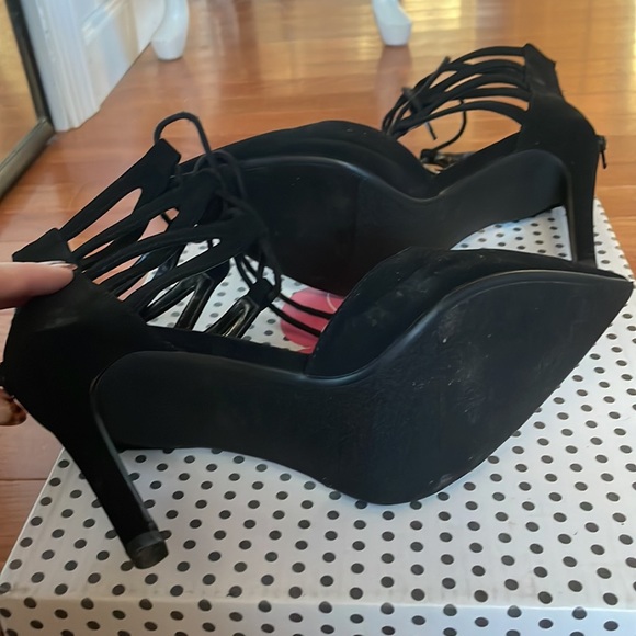 NWOT! Black lace-up Stillettos - Picture 5 of 6